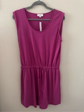 🆕 LOFT Sleeveless Drawstring Waist Fuchsia Dress